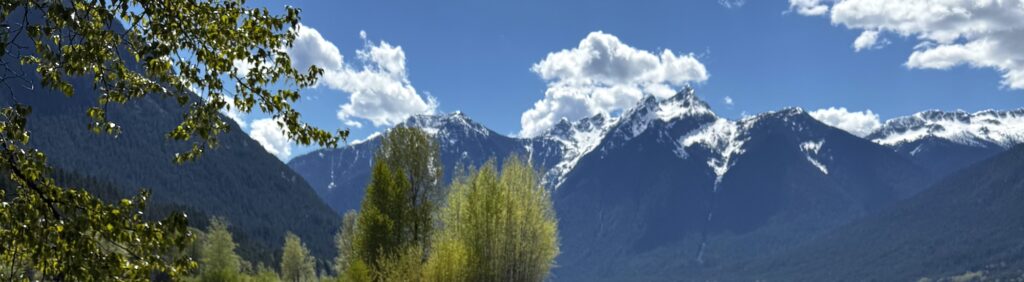 Snowed peaked mountain range